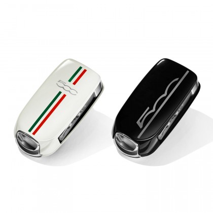 Fiat 500X Key Covers - White Italy & Black Logo 