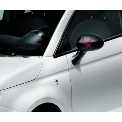 Fiat 500 Side Mirror Covers with Butterfly Graphic [Black / Ivory, Light Grey or Maroon | Silver / Dark Grey]