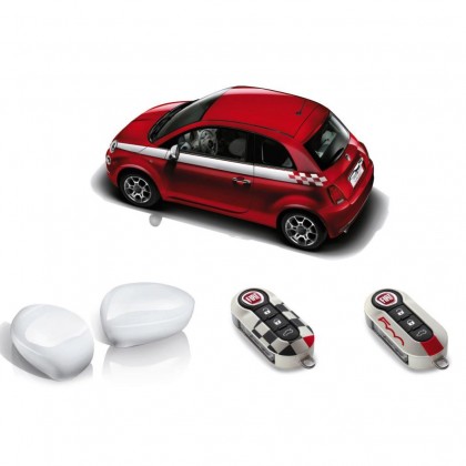 500 | 500C Side Stripes/Mirror Covers Caps/Key Covers - White Pack