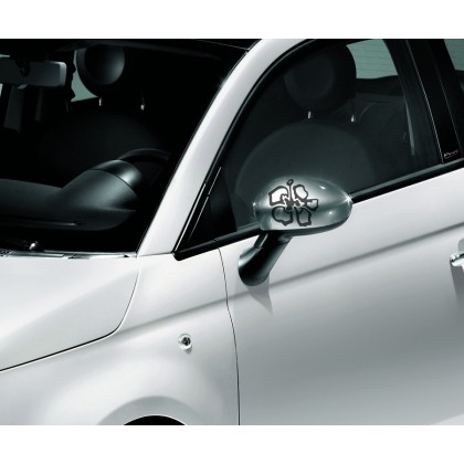 Fiat 500 Side Mirror Covers with a Flower Design [Black / Ivory or Light Grey or Maroon]