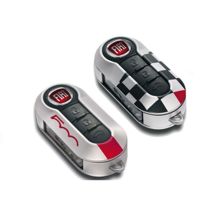 Genuine Fiat 500 Chequered Flag Replacement for Broken Damaged Key Covers -  Pair and Merchandise