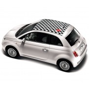 Fiat 500 Chequered Roof Graphic Black|Red|White